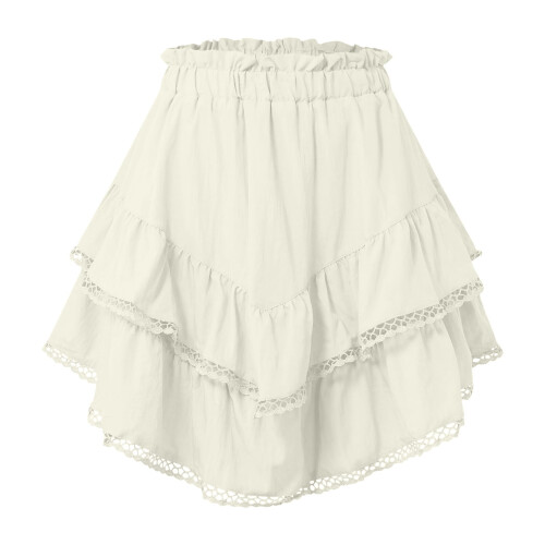 Women's Flowy Boho Ruffle Tiered Skorts High Waist 2