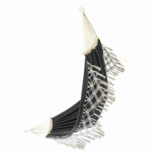 Double Macrame Canvas Hammock 2-Person with Tassels 1