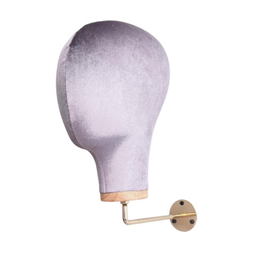 Wall Mounted Velvet Mannequin Head Display Stand Grey 1