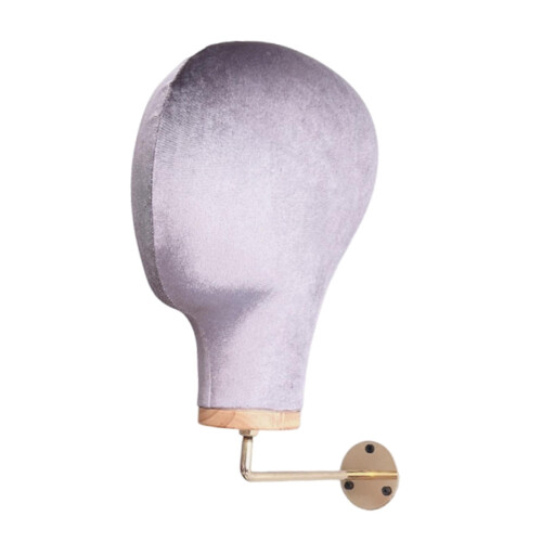 Wall Mounted Velvet Mannequin Head Display Stand Grey 2
