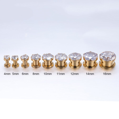 CZ Ear Plug Tunnels Screw Fit 0g 00g 2