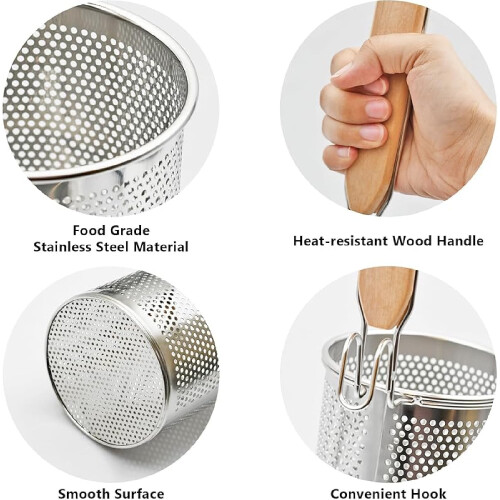 Pastasil i rostfritt stål med trähandtag, 2-pack 1