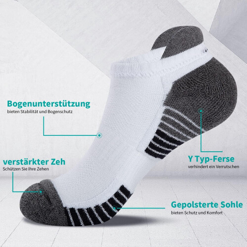 Athletic Running Ankle Socks Low Cut Cushioned 6 Pairs 2