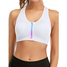 Women's Zip-Front Wirefree Sports Bra with Removable Pads