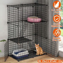 Metal Cat Cage 3-Tier Detachable with 3 Doors 2 Ladders