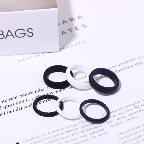 Silicone Wedding Ring for Women 3mm 6 Pack 1