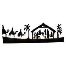 Nativity Christmas Eve Ornament Set Metal Wood Light