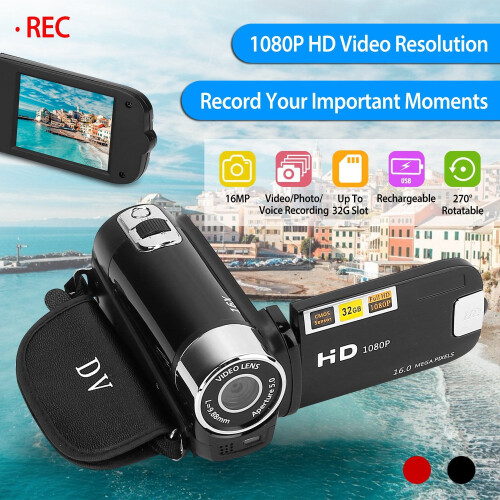 HD Digital Camcorder with 2.7-inch Screen, 270 Rotation,