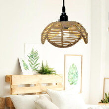 Lotus Rattan Lamp Shade Woven Wicker Pendant Cover