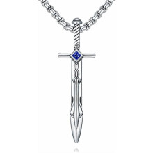 Sword Necklace 925 Sterling Silver Pendant for Men