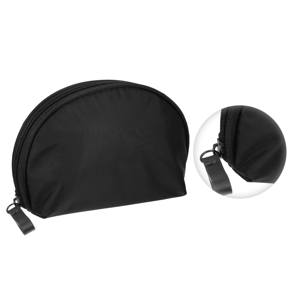 Half Moon Makeup Bag Black Beige Small