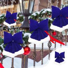 Blue Velvet Christmas Bow Oversized Hanging Ornament