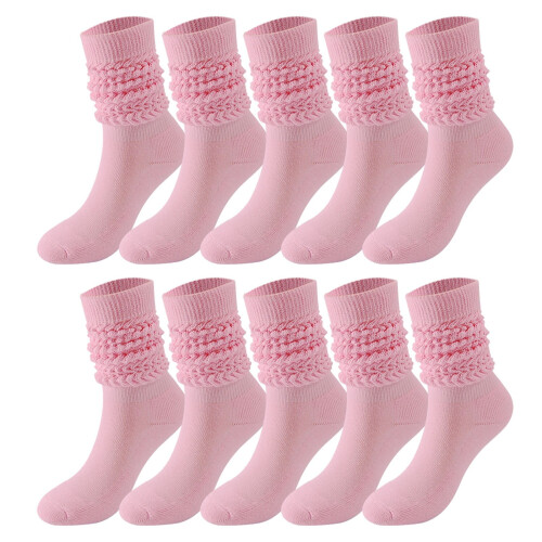 Women's Knee-High Crew Socks Solid Color 5 Pairs