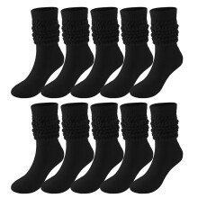 Women's Knee-High Crew Socks Solid Color 5 Pairs