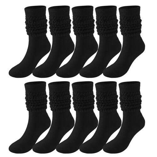 Women's Knee-High Crew Socks Solid Color 5 Pairs