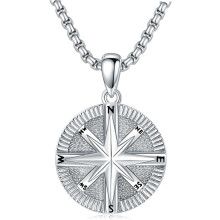 Compass Necklace 925 Sterling Silver Pendant