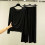 Women's Cotton Two-Piece Pajama Set Black XL 1