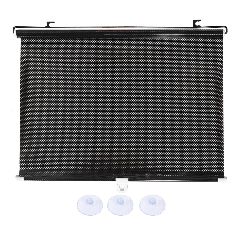 Car Sun Shade Visor Roller Blind Pvc 49.21" X 15.75" Black 9422877731596
