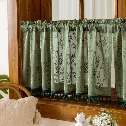 Kitchen Tier Curtains Checkered Light Filtering 24 Inch