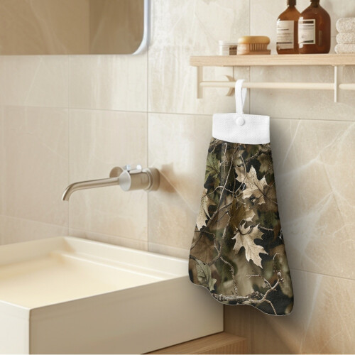 Camo Hunting Hand Towels with Hanging Loops 2-Pack 2
