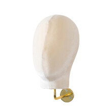 Mannequin Head Wall Mount Wig Holder Beige Velvet