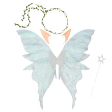 Fairy Role Play Set Silver Butterfly Wings and Flower
