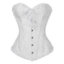 Women's Satin Lace Bustier Corset Set with G-string S-6XL