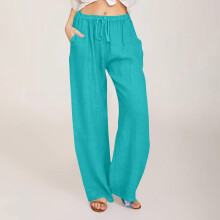 Women's Linen Wide Leg Palazzo Pants with Pockets