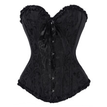 Women's satin lace bustier corset set with g-string S-6XL