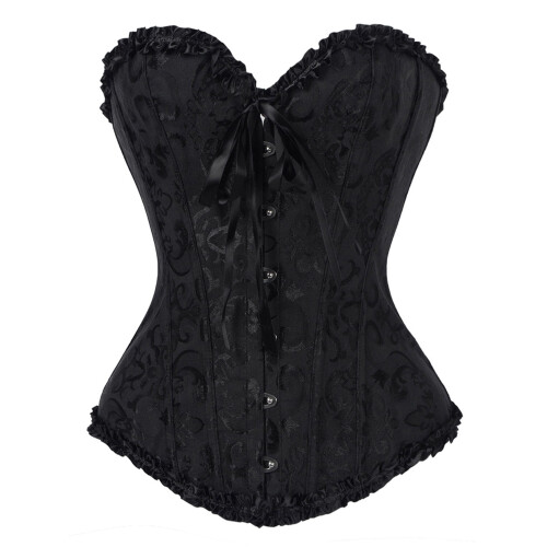 Women's satin lace bustier corset set with g-string S-6XL