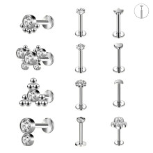 Labret Lip Studs Set Cat Heart Star Design 12 Pcs
