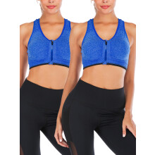 Women's Sports Bra with Front Zipper Padded Stretch Fitness