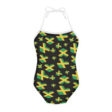 Girls One Piece Swimsuit Heart Jamaica Flag Size 7-8Y