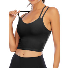 Women's Seamless Padded Sports Bra Tank Top Cross Back