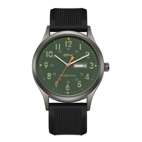 Men's Analog Watch with Luminous Hands and 24-Hour Dial