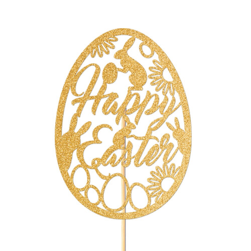 Easter Alphabet Egg Cake Topper Gold Scallop Paper 26