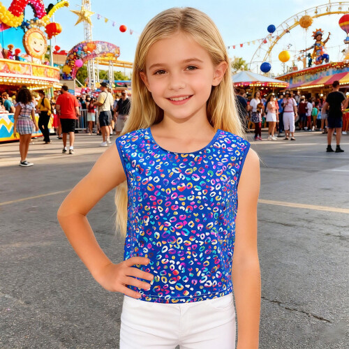 Kids Leopard Glitter Tank Top Blue Size 150 1