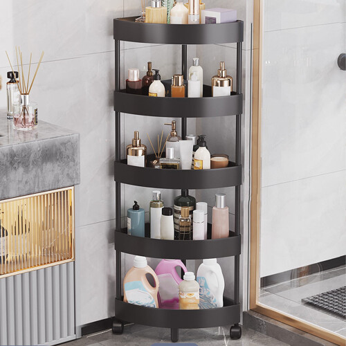 Bathroom Storage Cart 5-Tier Slim Mobile with Wheels