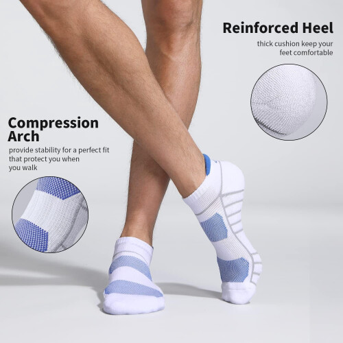 Athletic Running Ankle Socks Low Cut Cushioned 6 Pairs 2
