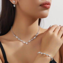 Floral Crystal Jewelry Set for Women Necklace Earrings
