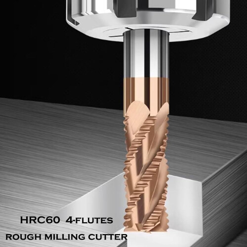 CNC roughing end mill carbide 4-flute HRC60 3–14 mm 1