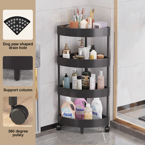 Storage Shelf Box Organizer Plastic 4-Tier Rolling Cart 2