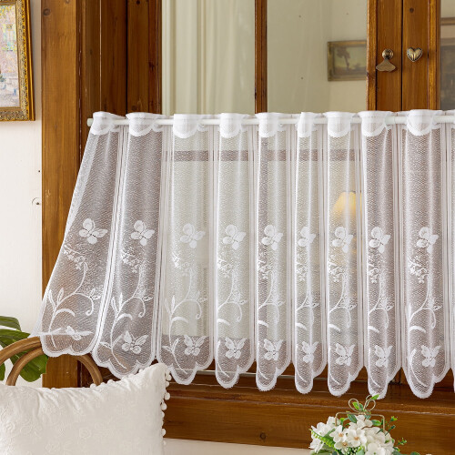 White Lace Window Curtain Valance with Rod Pocket
