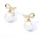 Bow Knot Dangle Stud Earrings Gold Imitation Pearl 2