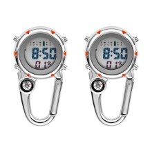 2X Clip Sur Mousqueton Montre Numérique Montres de Sport Lumineuses Mousqueton Montre pour Randonneurs Alpinisme Extérieur Orange