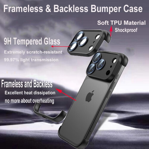 iPhone 17 Pro Bumper-Hülle, rahmenlos, minimalistisch, grau, TPU 1