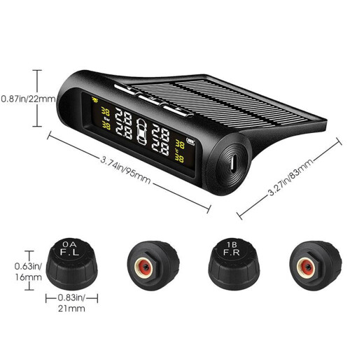 Solar-Powered TPMS with 4 External Sensors and 5 Alarm Modes 2