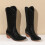 Women's Western Cowboy Boots Black Tall Sequin Heel Pointed 3