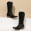 Women's Western Cowboy Boots Black Tall Sequin Heel Pointed 4
