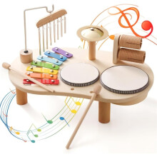1set Wooden Drum Set for Young Children, Percussion Instruments, and Children'S Toys Suitable for Ages 1-3